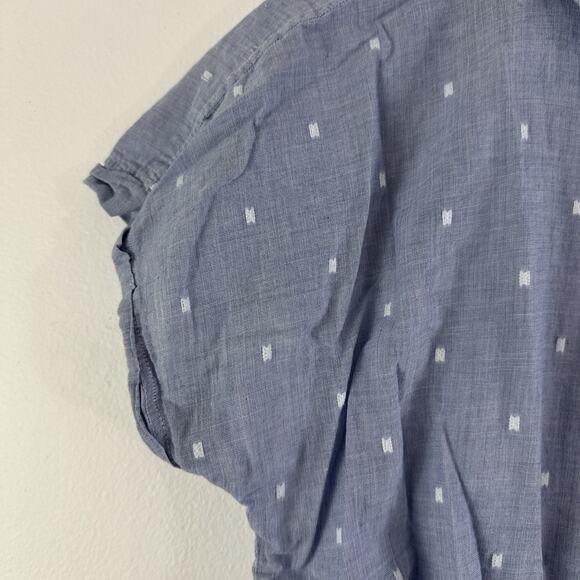 Cloth &‎ Stone 100% Cotton Shirt Blue White Short Sleeve Button Up Womens Small - Picture 5 of 8